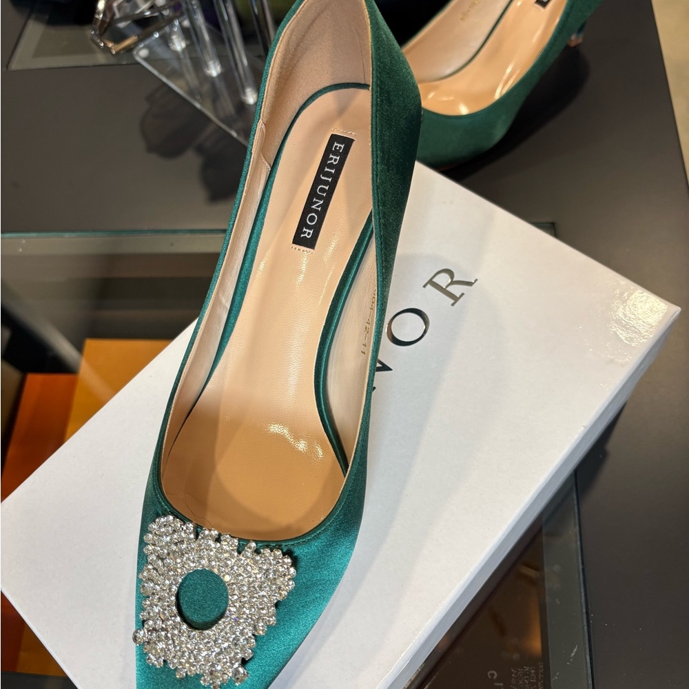 Green Satin Women's Shoes